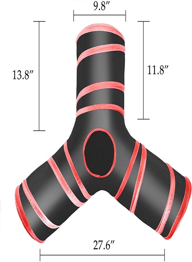 Western Era Cat Tunnel Toy 3 Way Collapsible for Indoor & Outdoor Play with Hanging Toy Ball for Cat, Puppy, Kitty, Kitten (Red) - Image 2